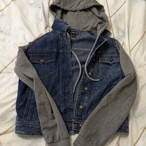 Audrey Ann Blue Denim Jacket with Gray Hood M